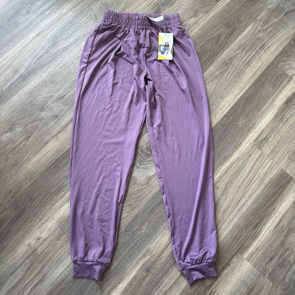 HALARA Purple silk joggers Cuffs Relaxed Fit